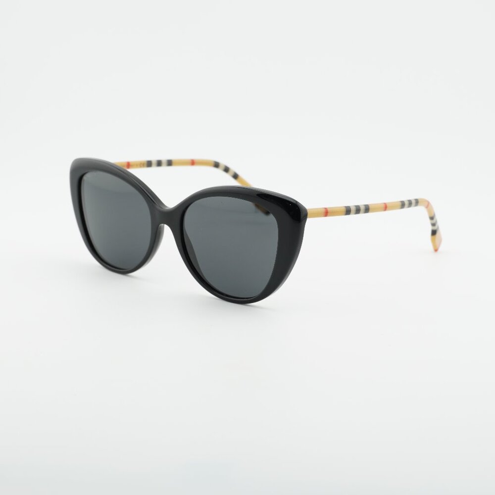 Burberry BE4407 385387 Sunglasses Black/Vintage Cat Eye Frame, Grey Lenses